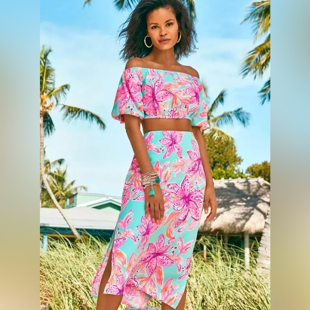 Lilly Pulitzer Surf Blue Bonita Blooms Set
